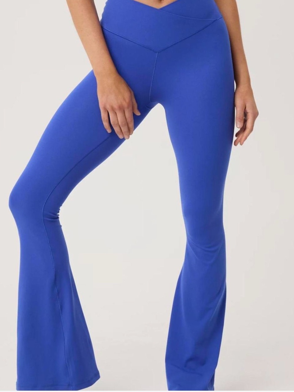 Aerie offline crossover waist blue flare leggings